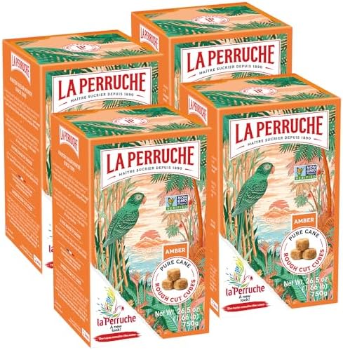 La Perruche Pure Cane Brown Sugar Cubes (750g/1.65lb box) | Ideal Sugar Cubes for Coffee | Pack of 4