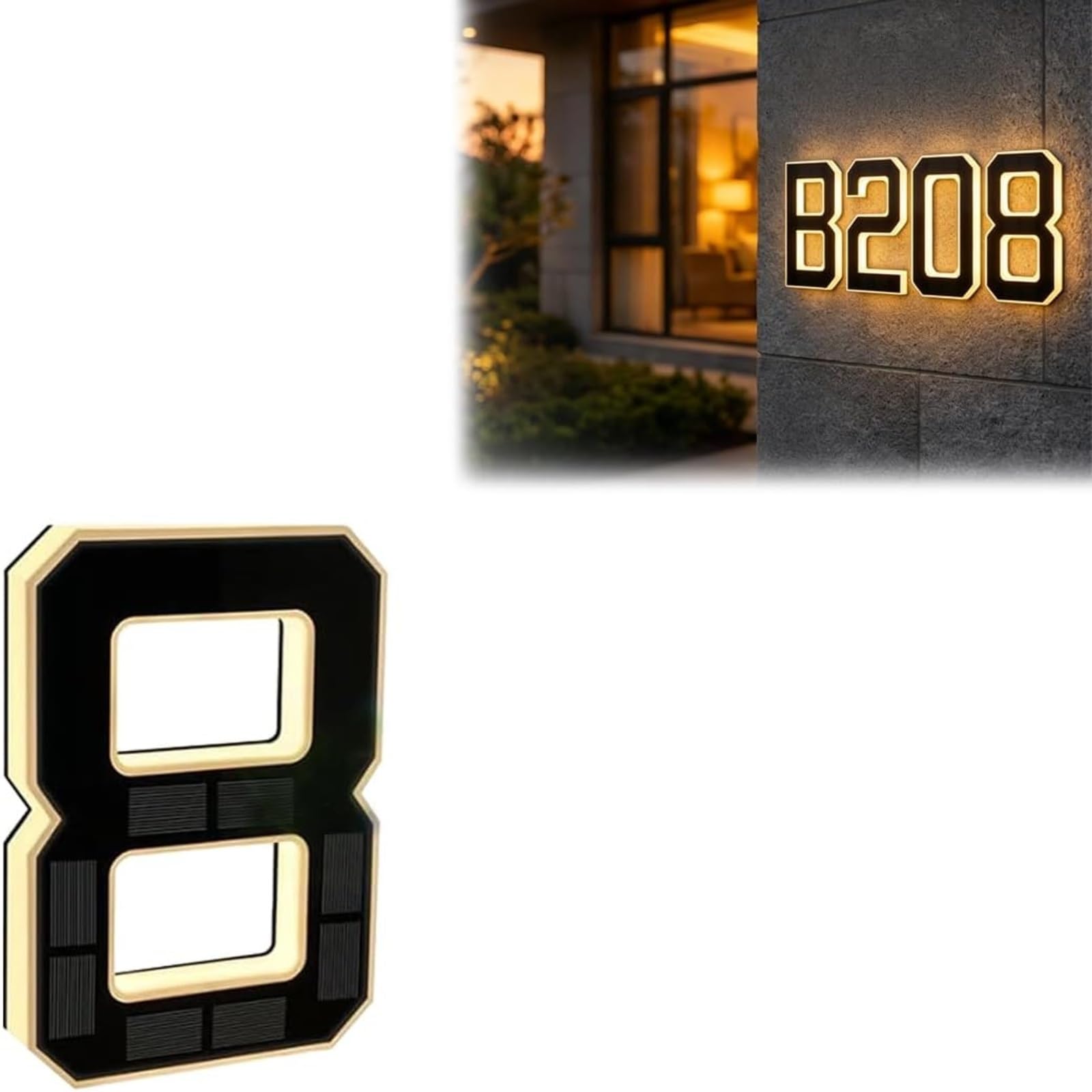 Número de casa solar LED 8 impermeable para pared exterior 7