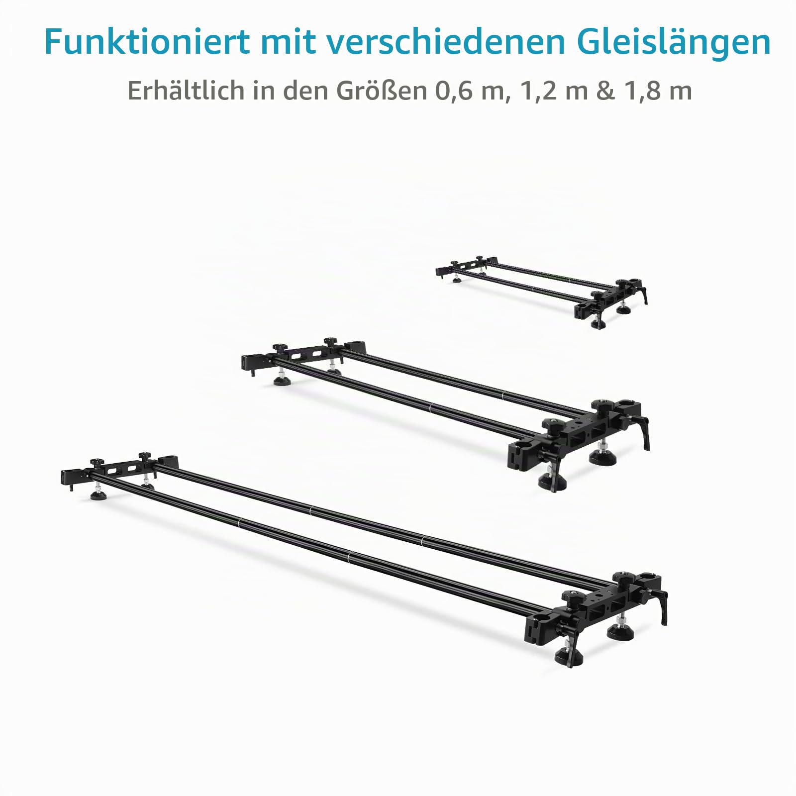 PROAIM Breeza Pro Kamerawagen mit Schiene. Mitchell, 75 mm, 100 mm Schüsselhalterung. Nutzlast bis zu 50kg / 110lb (DL-BRZP-01) | 16-Rad-Dolly mit Doppelkugellagern; Mitchell + 75/100mm Bowl-Mounts, Teleskopklemmen & gepolsterter Tasche
