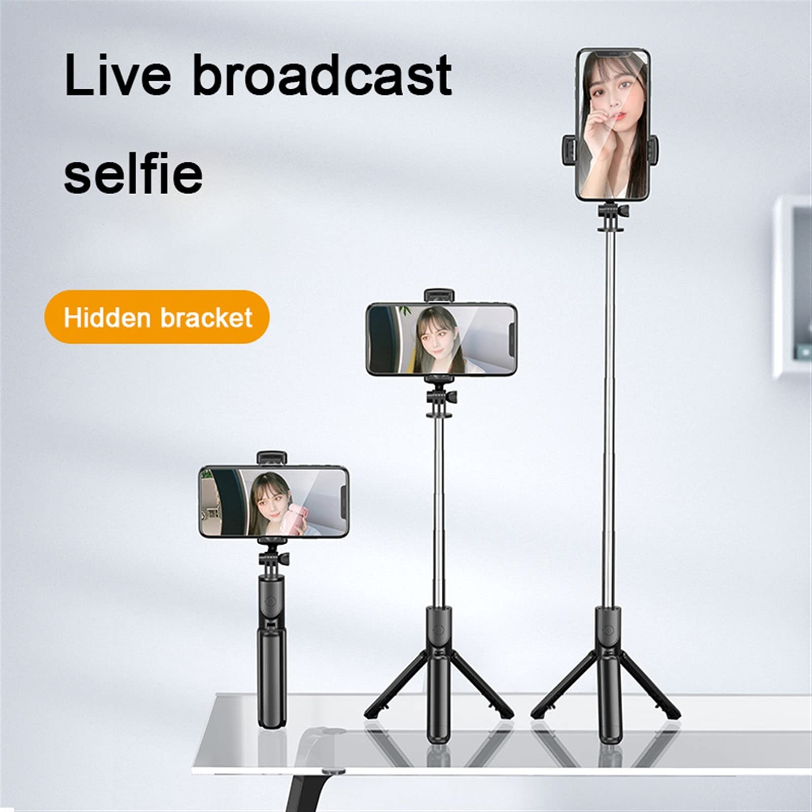 SCRUBY 3 In 1 Selfie Stick Telefono Regolabile Scrivania Treppiede Allungabile Monopiede Con Telecomando Bluetooth Per Smartphone Selfie Stick