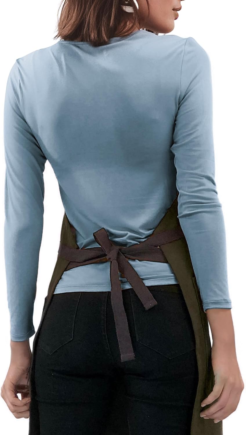 Under NY Sky Knife-Roll Forest Green Apron – Heavy-Duty Canvas, Leather Reinforcement – Adjustable for Men and Women – Pro Chef, Barbecue, Butcher, Bartender, Woodworker, Tool Aprons