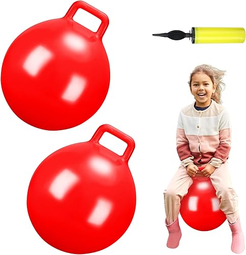 Poen 2 bolas de salto de 18 pulgadas con bomba de aire, pelota inflable con asa, bola de salto para niños, pelota de ejercicio para más de 6 años