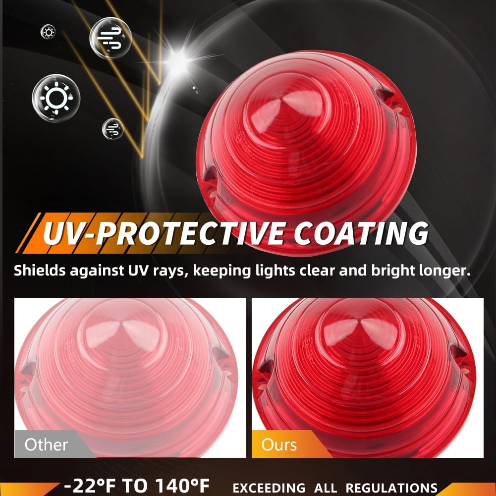 Tail Light Lens Compatible with Cadillac Commercial Chassis & Cadillac DeVille 1958, [DOT] [IP67 Waterproof] Tail Lamp Lens (Left + Right), 1 Pair, Red Lens