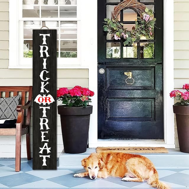 (160 x 20) Insegna verticale con scritta "Enter If You Dare Halloween" per portico anteriore in piedi da appendere grande cartello di benvenuto in legno alto decorazioni per feste di