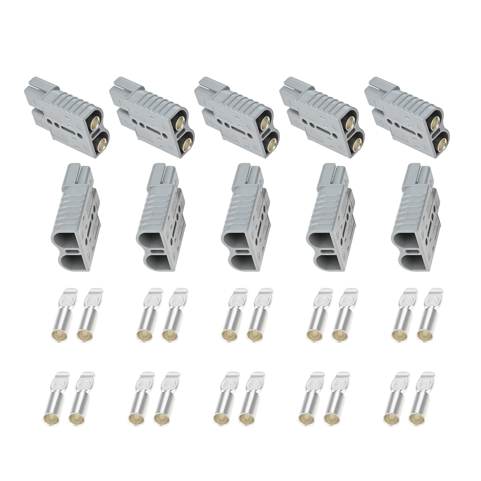 Bowarepro 10 PCS 1/0-4 Gauge 175A Battery Quick Connect Disconnect Connectors Plug, 175Amp 600V Anderson Plug Connectors Kit for Car Trailer Winch Lift Motor Battery Cable Connector (Grey)