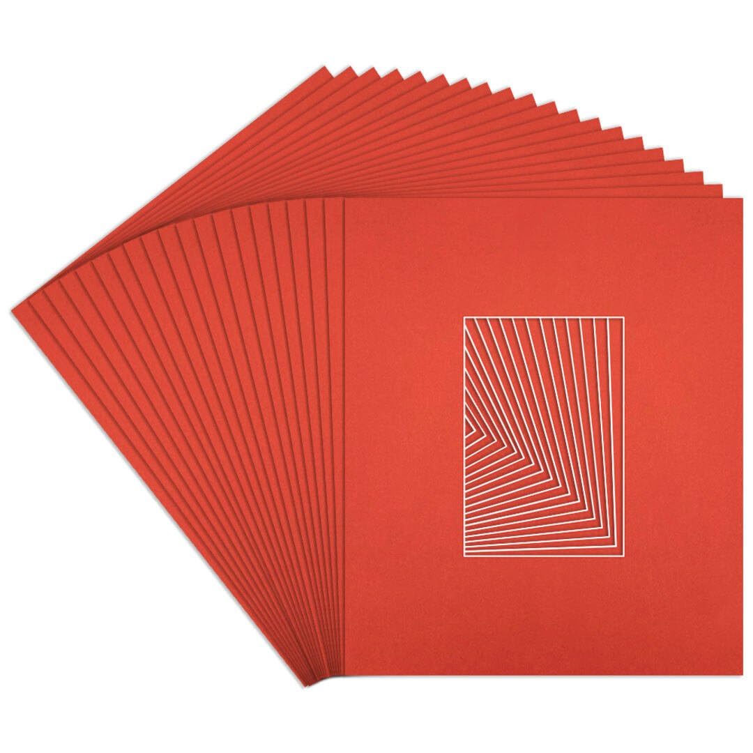 Procut Global 12x10" Poppy Red Picture Mounts to Fit 6x4" Aperture - Precision Cut Cardboard Photo Mount - Ideal for Frames, Prints, Artwork & Certificates - Sizes & Colours Available - 20 Pack