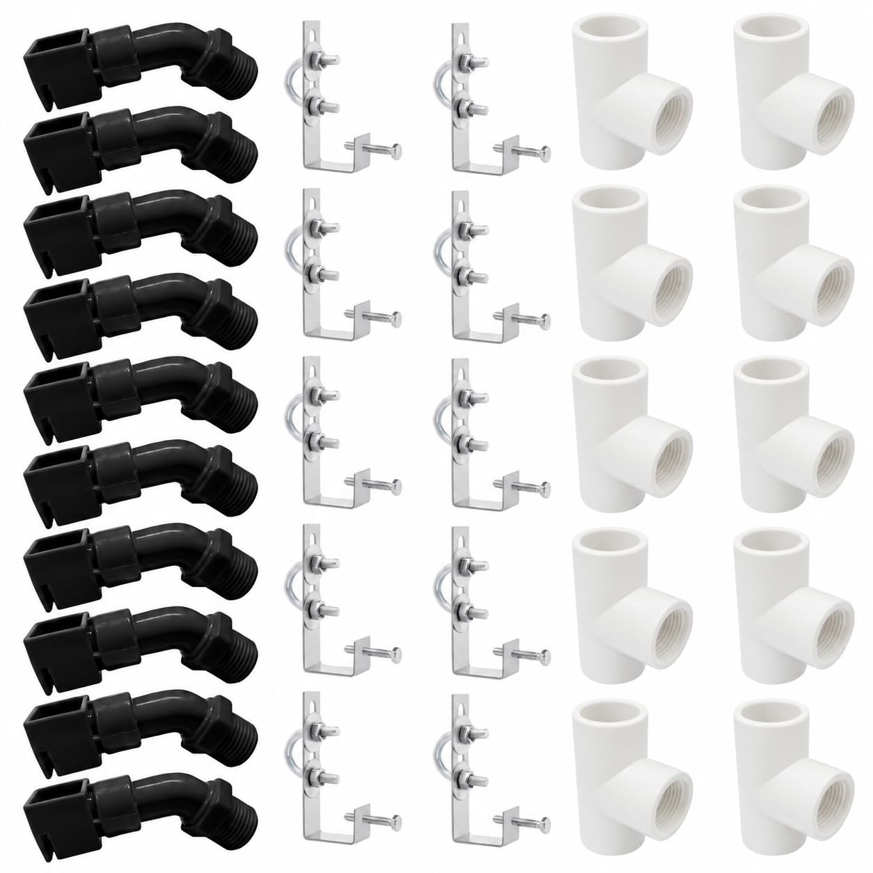 Solar Panel Cleaning Sprinkler System Kit, 30 Pieces, Includes 10 Nylon Nozzles, 10 UPVC Tee Connectors & 10 Adjustable L-Clamps, 1/2 Inch-picture-29