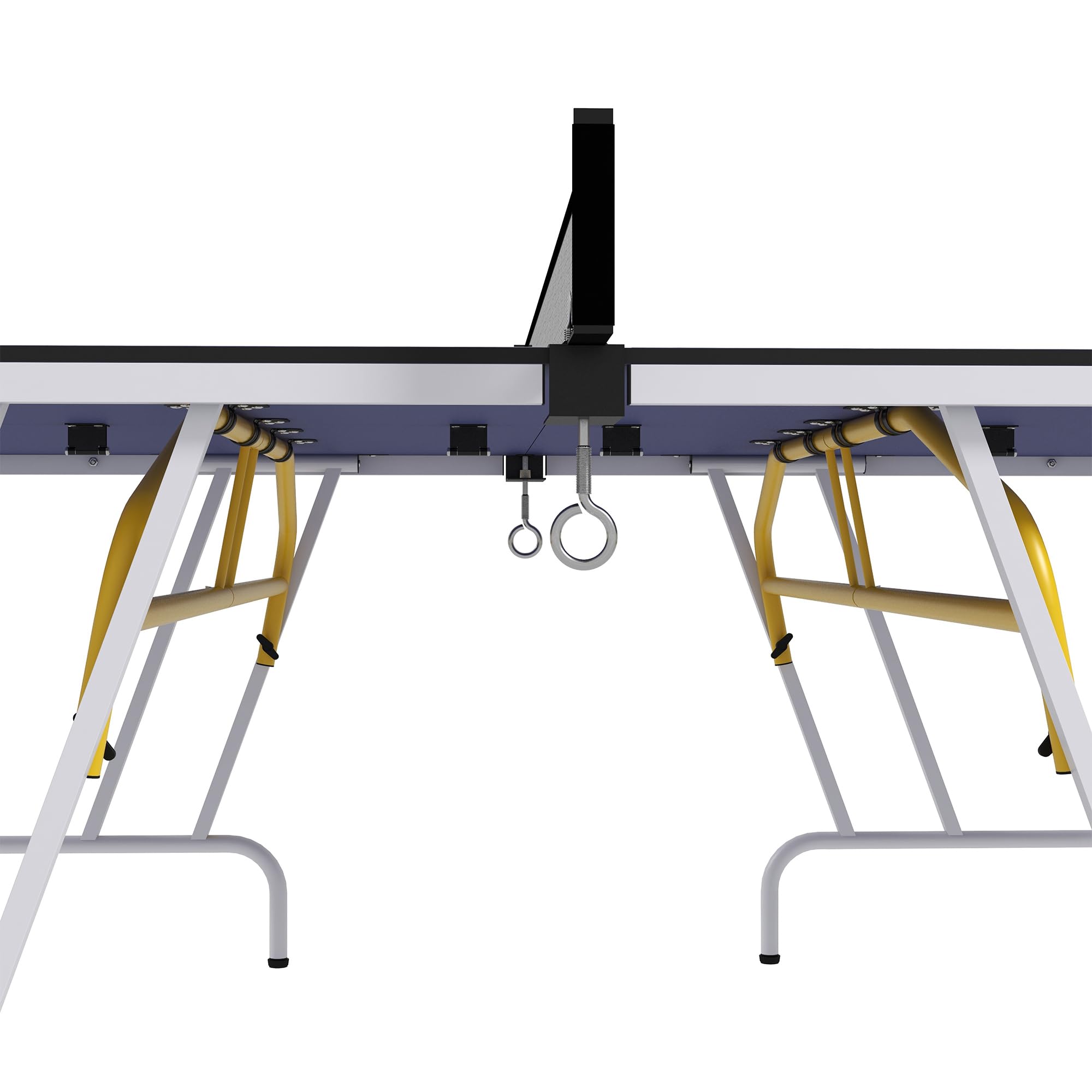 SPORTNOW Table de ping Pong Pliable en Quatre, Table de Tennis de Table intérieure, 2 Raquettes, 3 balles et Filet Inclus, 274 x 152,5 x 76 cm, Bleu