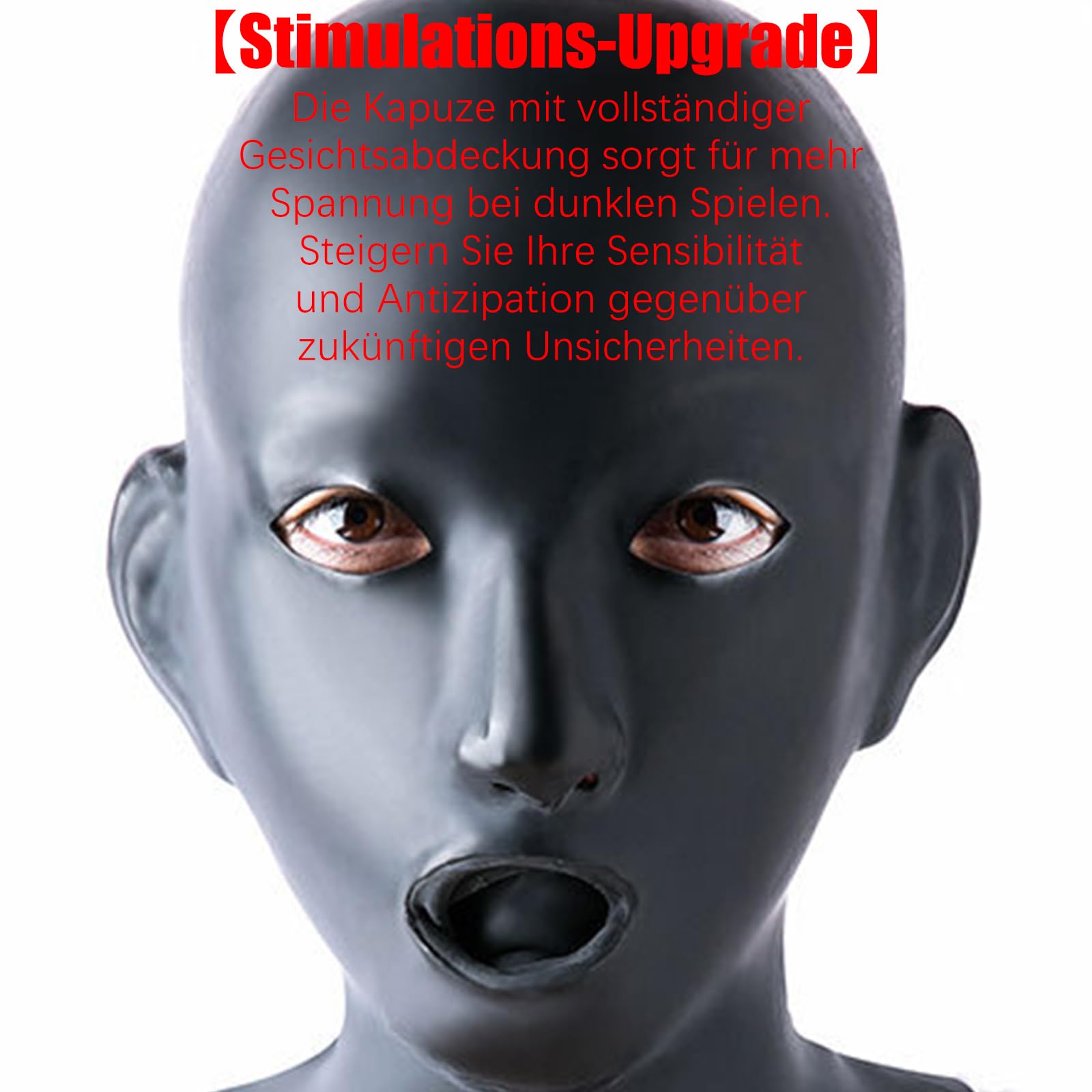 Seckoe Bondage Maske mit Mund Gag 3 Schloss Einstellbar SM Knebelmaske für Paar Fetisch, Flirtender Sklave (Kann Augen sehen)