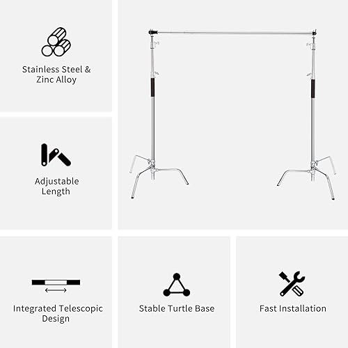 Miniatura 2 de Kit de soporte de fondo de fotos de 10 x 10 pies9.8 x 9.8 ft, soporte de sistema de soporte de fondo de fotografía ajustable resistente con 2 bolsas