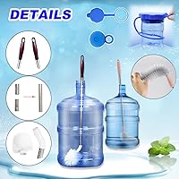 Vista 3 de Cepillo para botellas, paquete de 3 cepillos de cubo de mango largo con 2 tapas para jarra de agua, cerdas de nailon rígidas y mango de acero