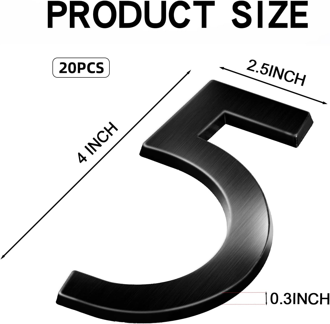Coume 20 Pieces House Numbers 3D Mailbox Numbers 4 Inch Self Adhesive Raised Stickers 0-9 Black Plastic Street Apartment Hotel Garden Office Door Signs(Black)