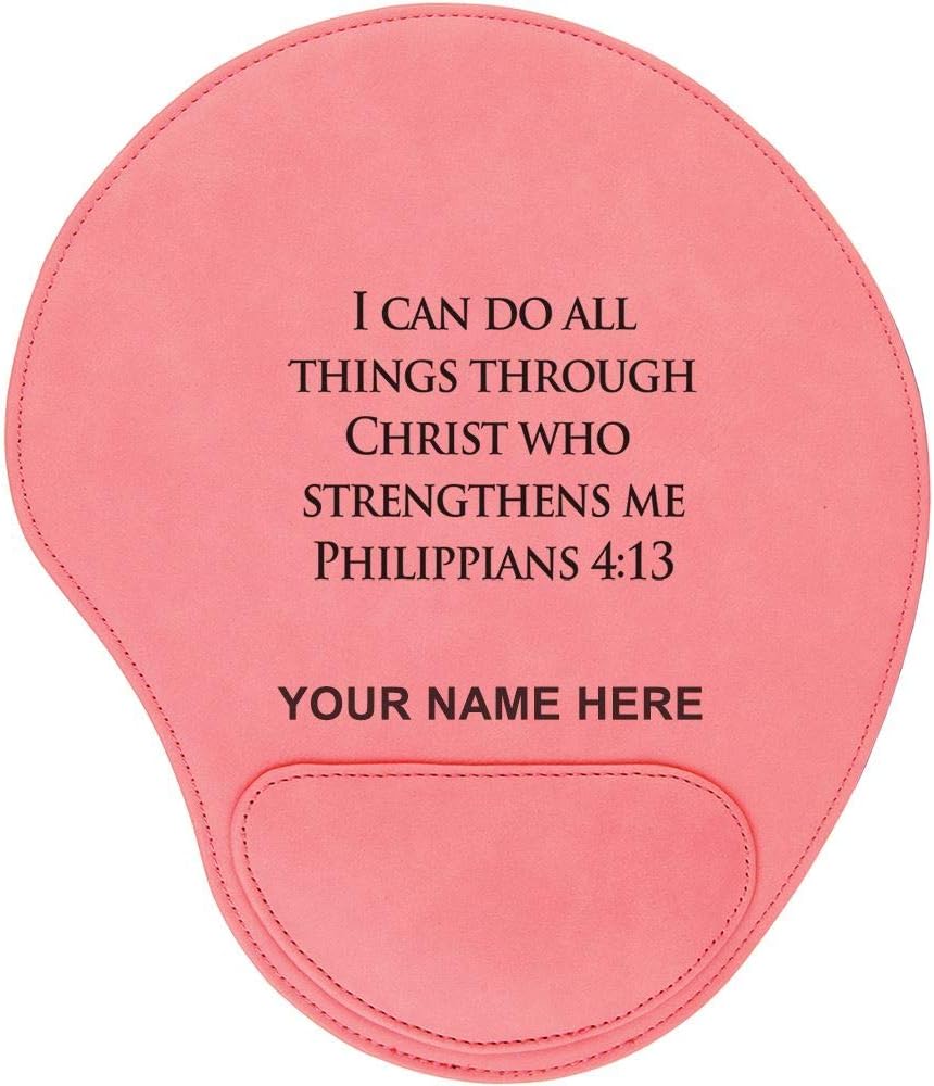 LaserGram Mouse Pad, Bible Verse Philippians 4-13, Personalized Engraving Included (Pink)