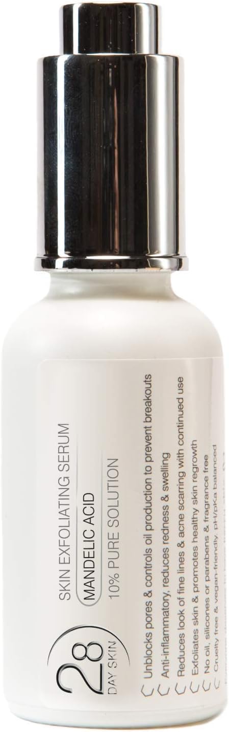28 Day Skinยฎ | PHA Mandelic Acid Exfoliant for Sensitive Skin | For a Brighter, Even Complexion | Vegan & Cruelty-Free | 30ml Dropper Bottle