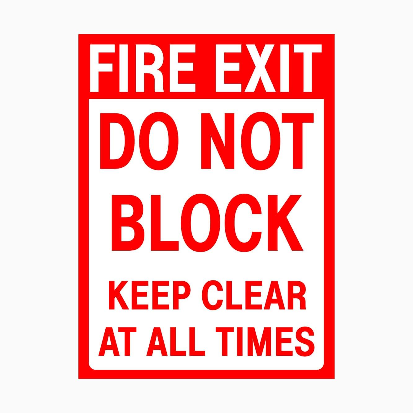 FIRE EXIT - DO NOT BLOCK - KEEP CLEAR AT ALL TIMES Sign Metal Tin Sign 8 x 12 inch for Industrial & Commercial Series