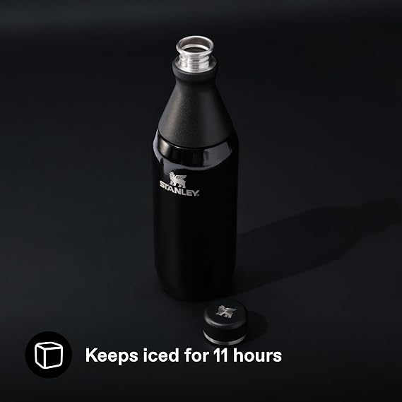 Stanley All Day Slim Soğuk Su Şişesi Termosu, 0.60 Litre, Siyah