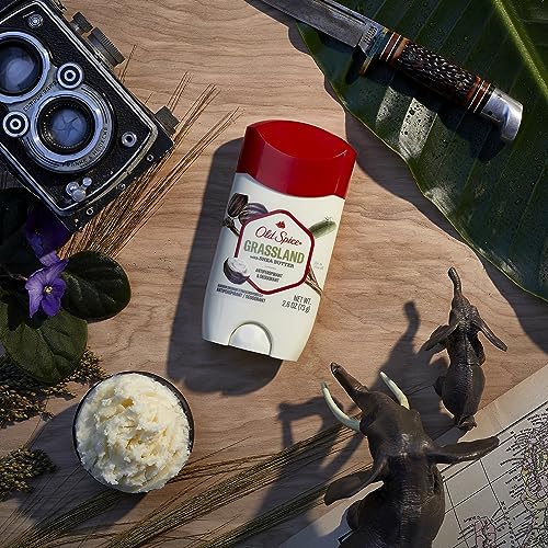Image of Old Spice Antiperspirant & Deodorant for Men, 24 /7 Sweat & Odor Protection, 24 /7 Freshness with Long Lasting Scent, Gentle on Skin, Dry Feel, Grassland with Shea Butter Scent, 2.6 oz (Pack of 3)