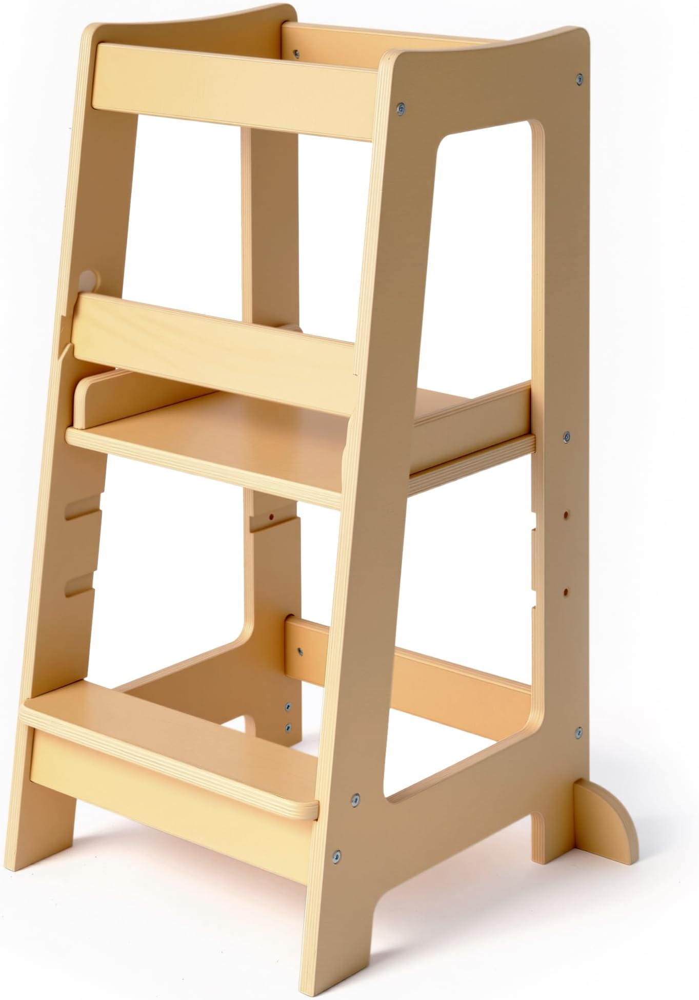 Stepup Baby Montessori Toddler Tower Kitchen Helper with Adjustable Steps with Safety Rail, Solid Wood, Natural Finish