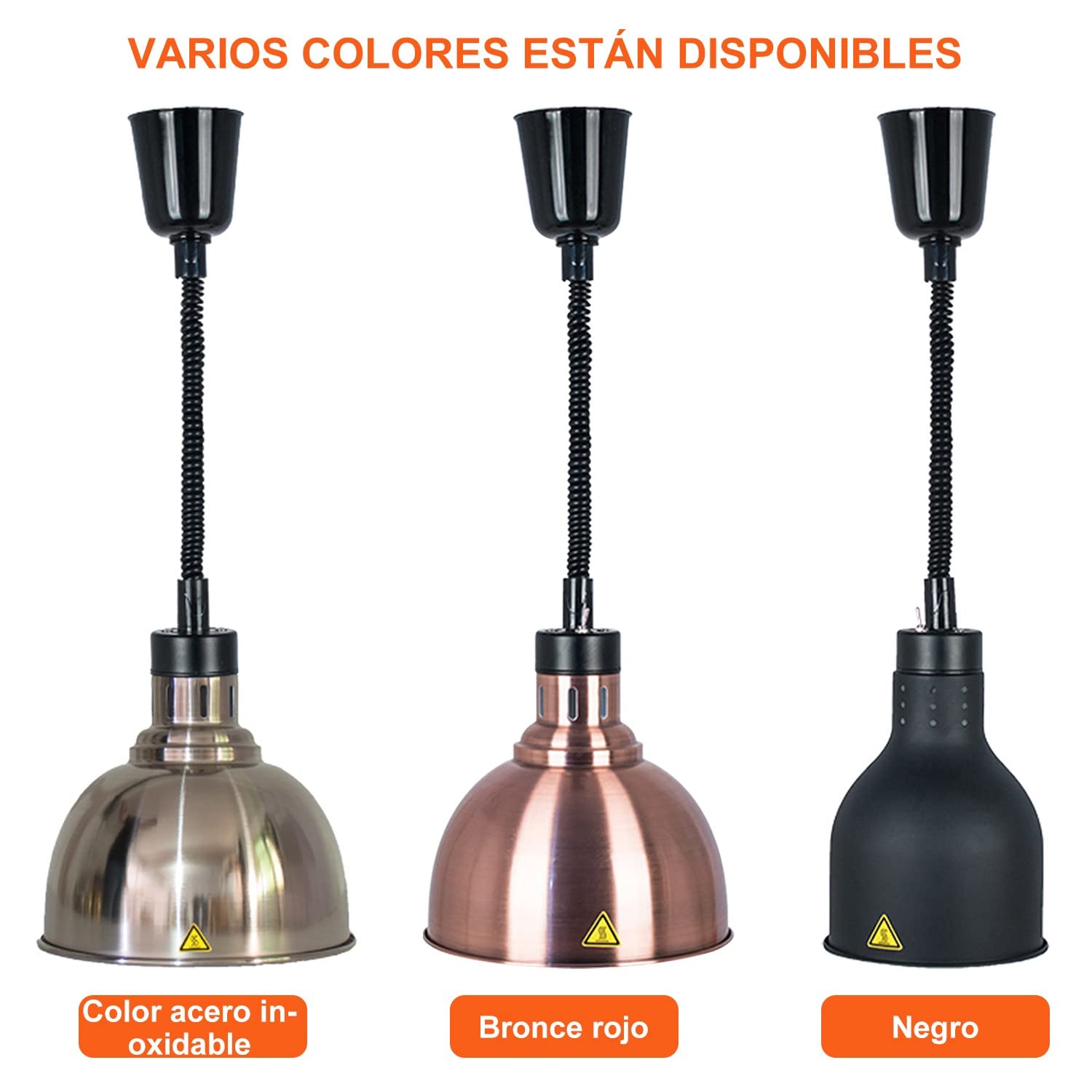 Lámpara de Calor de Alimentos, Lámparas de Calentamiento de Alimentos Comerciales 250W, Calentador de Alimentos Lámpara para Catering Buffet Extensible(B-25cm, 3 Piezas)