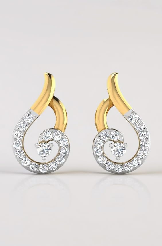 Golden Crystal Glow Yellow Gold Earrings for Women | Womens Aesthetic Good Quality 18 KT Gold Earrings | Gold Fashion Jewellery for Women | Great for Gifting