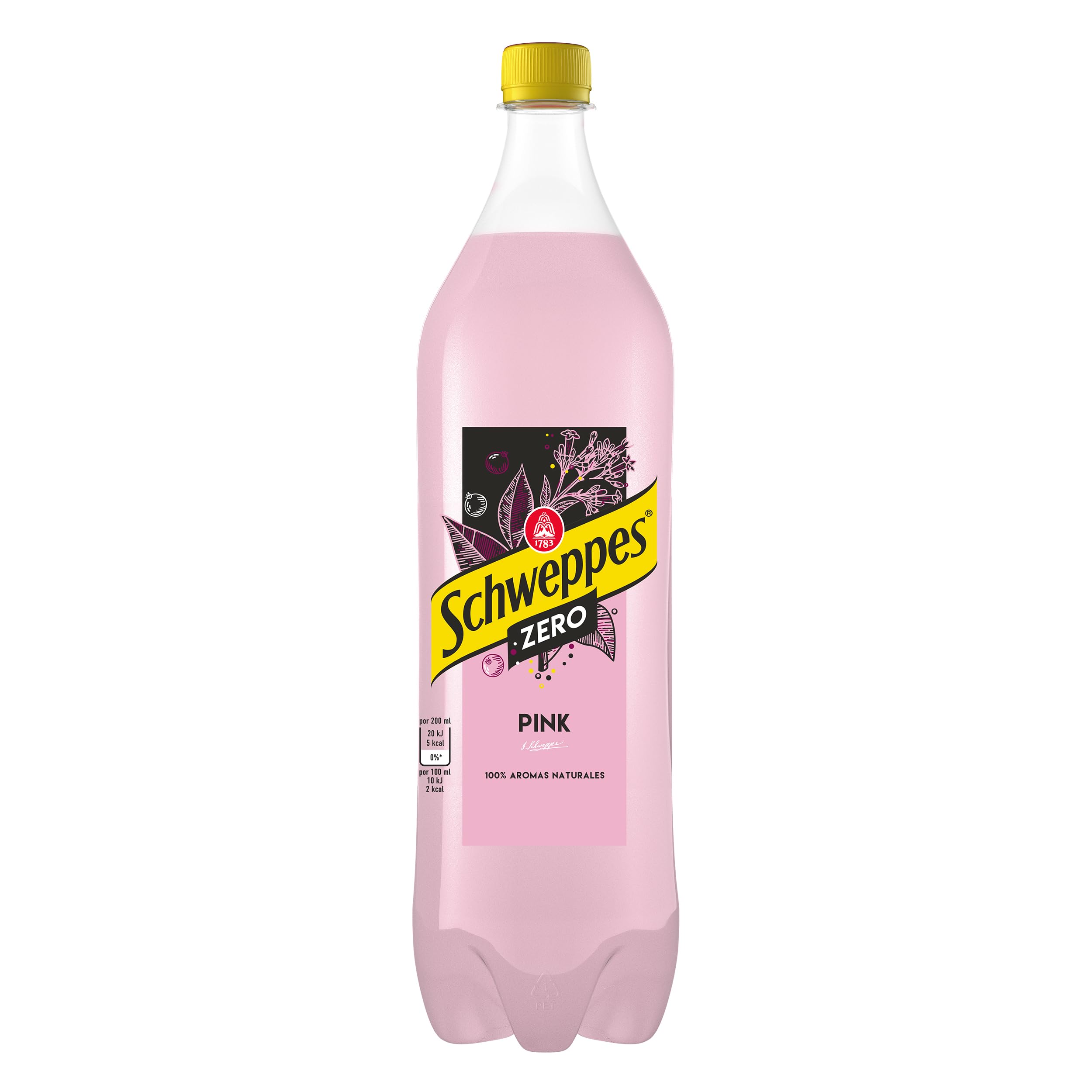 Schweppes Tónica Pink Zero, Sin Azúcar ni Calorías, Bebida Refrescante - Botella PET, Pack 12 x 1 L