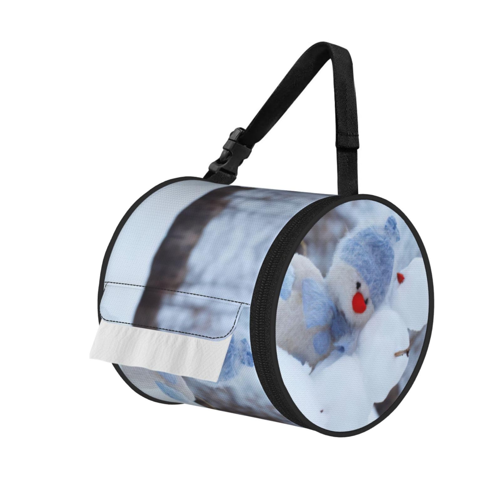 Cute Snowman Print Fashion Tissues Organizer Box, Hanging Tissue Holder For Purse Coins For Car Office Daily Outing