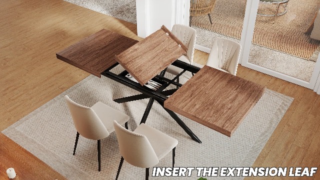 Extendable Dining Room Table for 4 6 8, 55