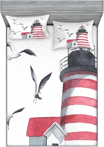 Miniatura 23 de Ambesonne Juego de sábanas bajeras y fundas de almohada, diseño retro de los videojuegos con botones de joystick vintage de los años 80 y 90, diseño