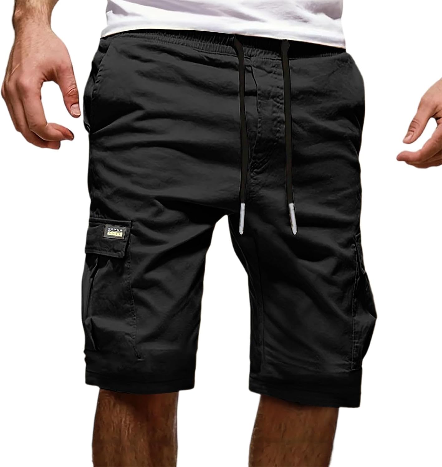 Ymosrh Mens Casual Shorts Elastic Waist Athletic Gym Workout Hiking Cargo Shorts with Pockets Activewear M-3XL