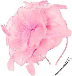 Fascinators Hat Tea Party Headwear Ribbons Feathers on a Headband and a Clip for Girls and Women - Buy now