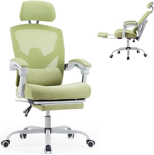 Miniatura 3 de Sweetcrispy Silla ergonómica de escritorio para computadora de oficina, sillas giratorias de malla con respaldo alto y ruedas, cómodo soporte