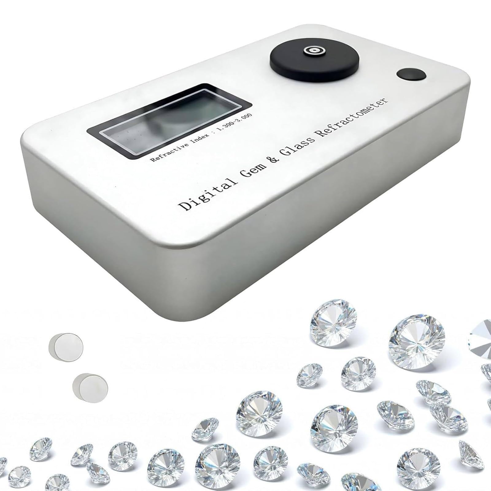 Rifrattometro digitale professionale per gemme, tester portatile per gioielli LCD 0,001 precisione interfaccia di tipo C, per misurare l'indice di rifrazione di tutte le pietre preziose