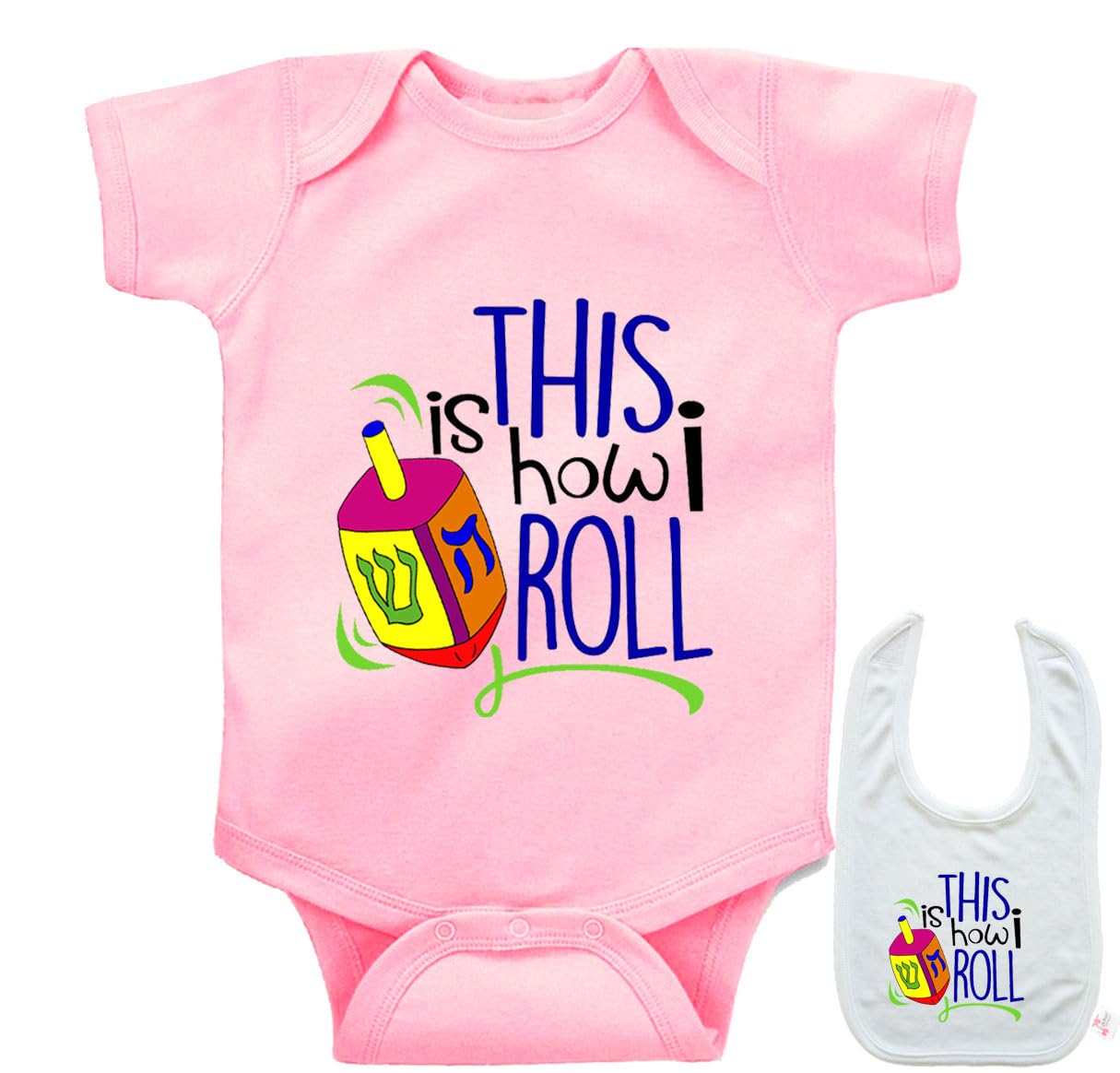 Hanukkah This is how I Roll -Cute chanukah Jewish baby bodysuit onesie & bib