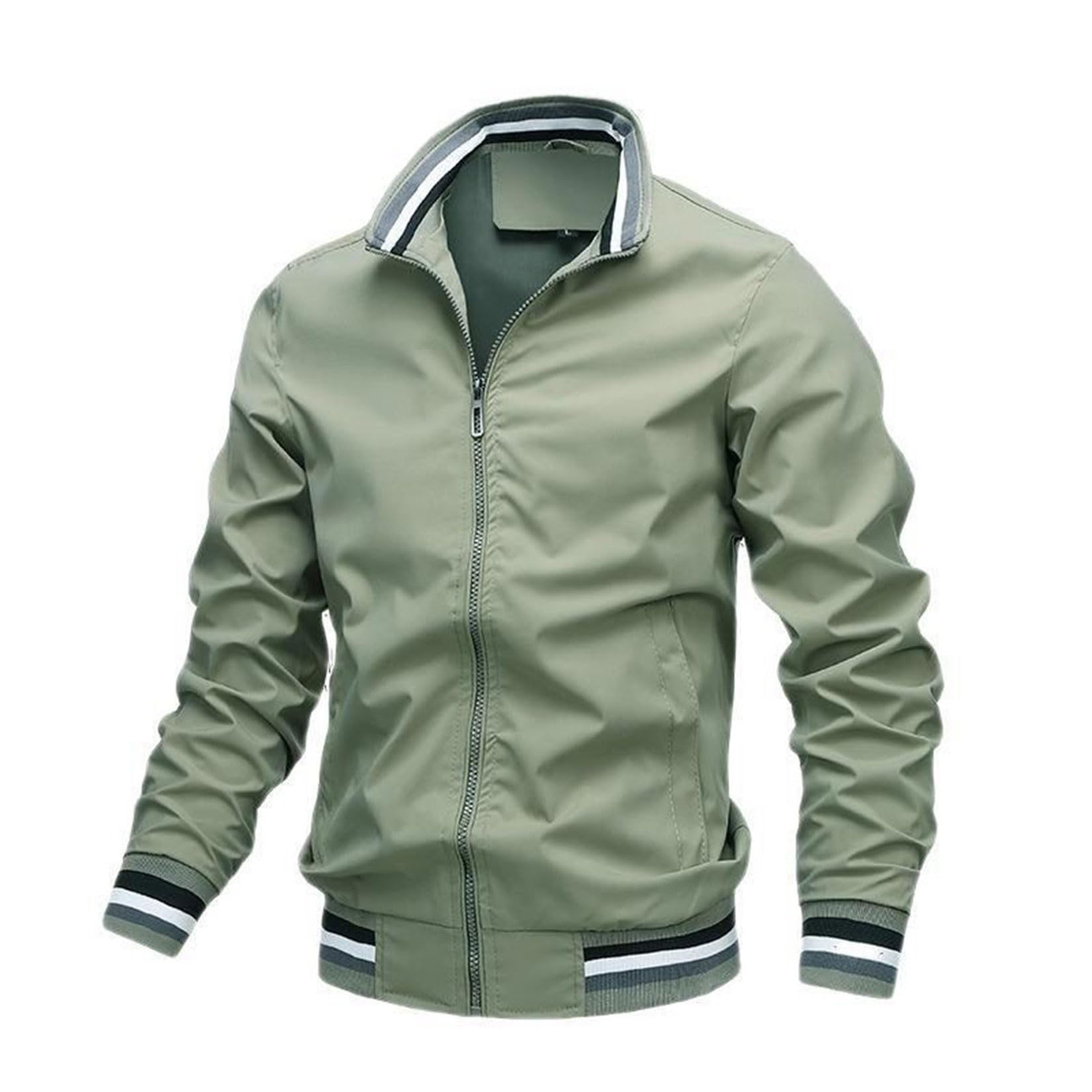 Giacca con Cerniera da Uomo per MV Agusta Giacca Bomber Leggera Casual Manica Lunga Giacca A Vento Moda Golf Cappotto Primavera Autunno Lavoro Abito Top da Lavoro,Green-XL