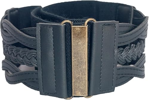 Miniatura 4 de eVogues - Cinturón de cintura ancha trenzado elástico retro