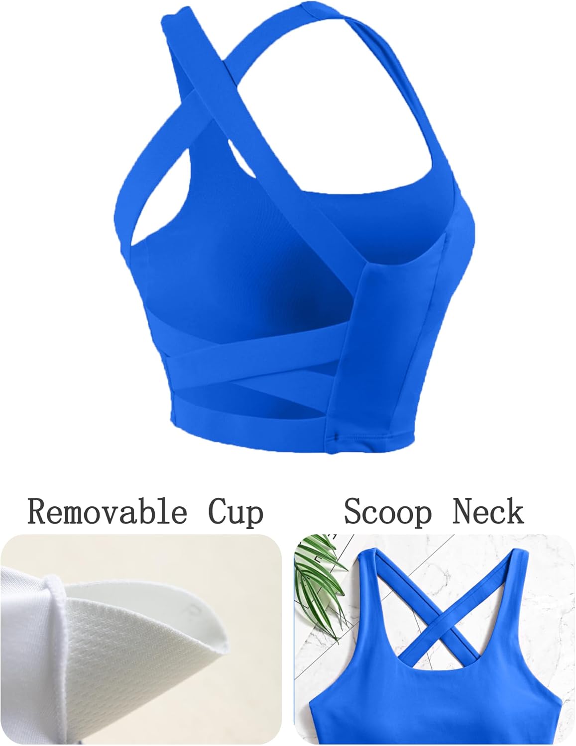 ZINPRETTY Womens Longline Sports Bras Strappy Open Back Workout Tank Tops Medium Support Criss Cross Athletic Yoga Top - Image 5