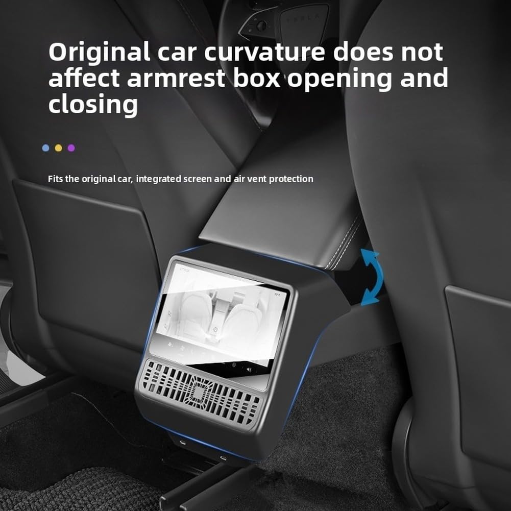 Coque de grille d'aération arrière pour Tesla Model Y 3 avec protection d'écran en verre trempé, construction ABS, installation à clipser, protège les évents d'échappement arrière