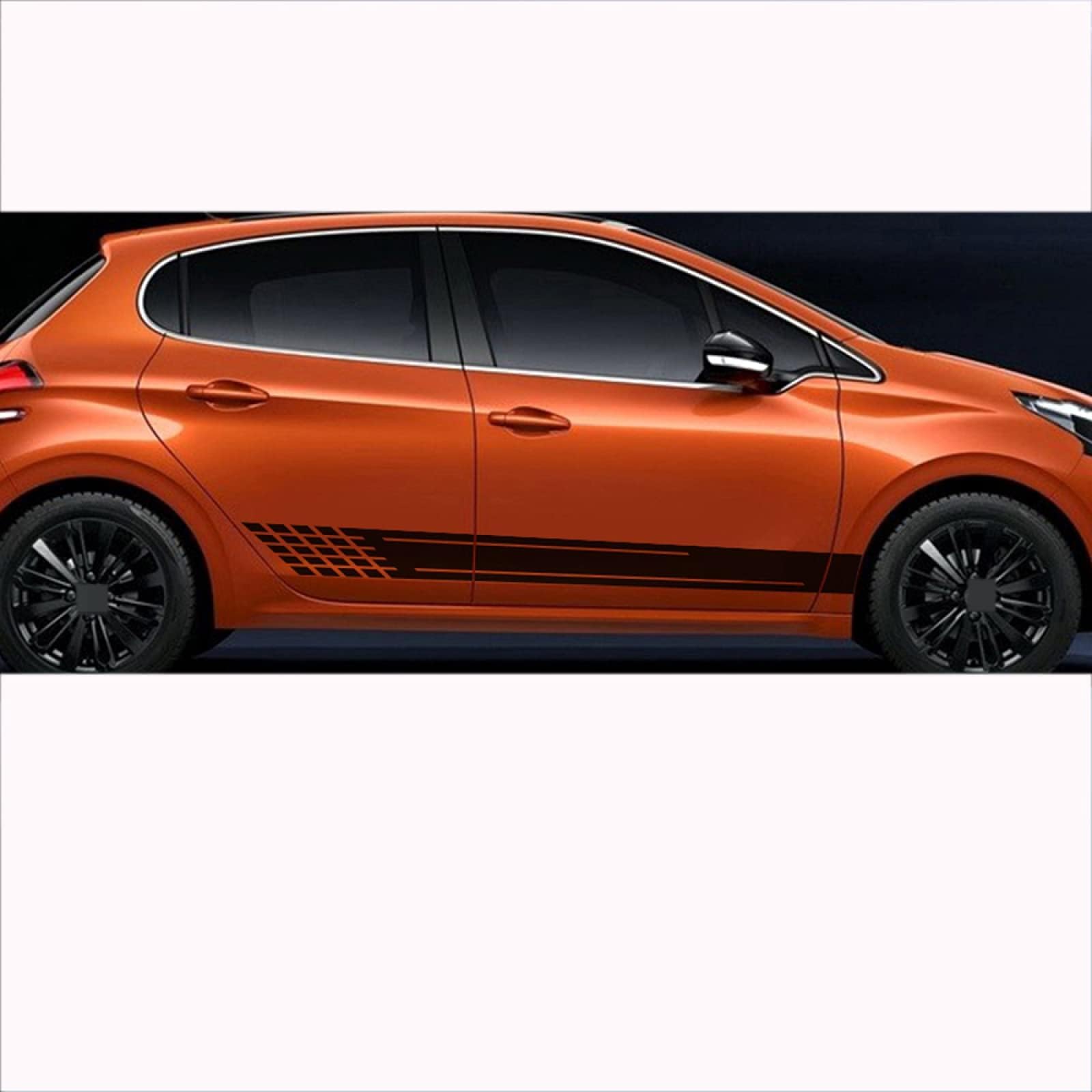 LzDQF Car Side Skirt Stickers stripe decal Decals,For Peugeot 208 Car Door Side Skirt Sticker Auto Body Decor Decals.,White