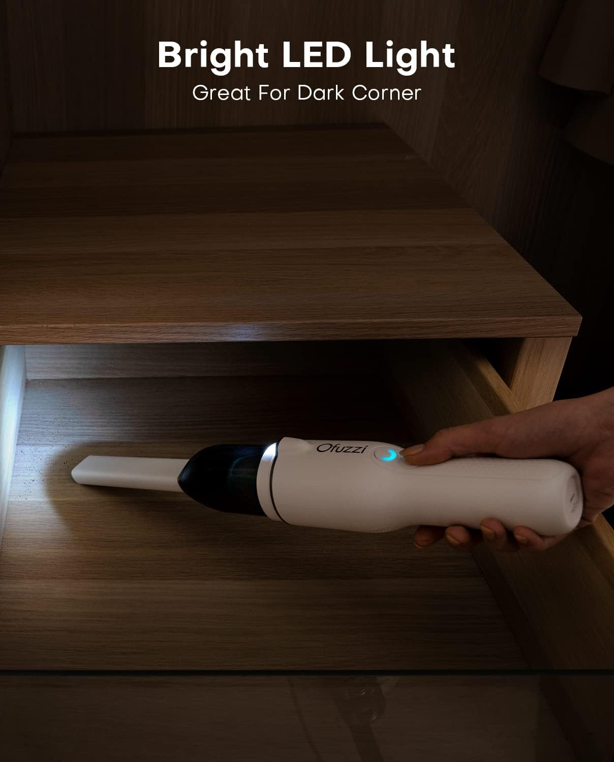 Ofuzzi Slim H7 Pro Handheld Vacuum, 1.0LB, 27AW/11kPa, Handheld Vacuum Cordless with LED Lighting and Two-Speed Modes, Low Noise, Type-C Charge, Mini Vacuum for Home Cleaning, White