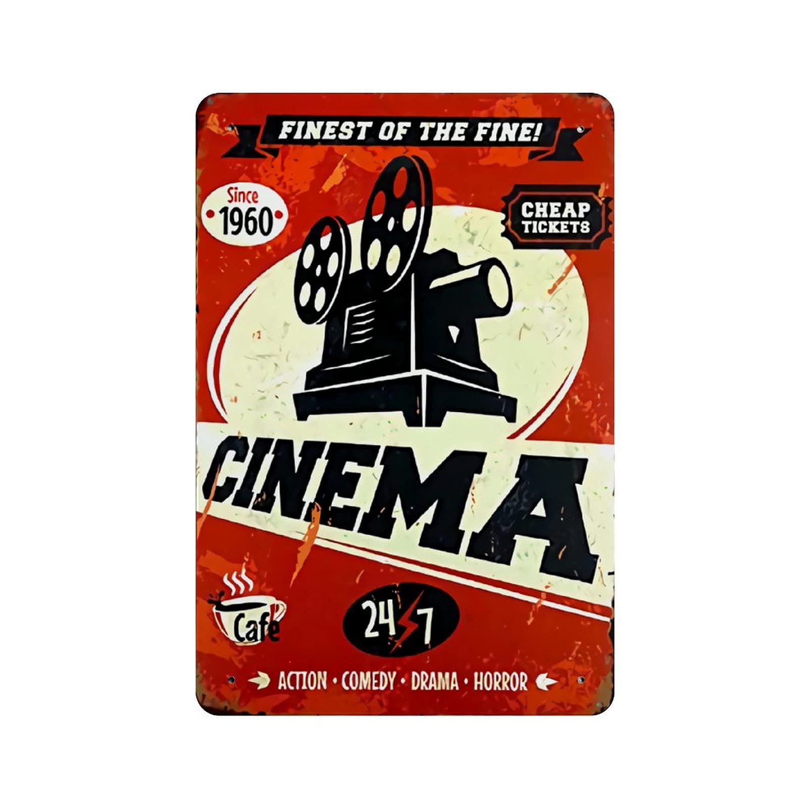 KEYGAMER Cinema Metal Tin Sign, Vintage Plaque Poster Garage Bar Home Wall Decor 8 X 12 Inches — image 1