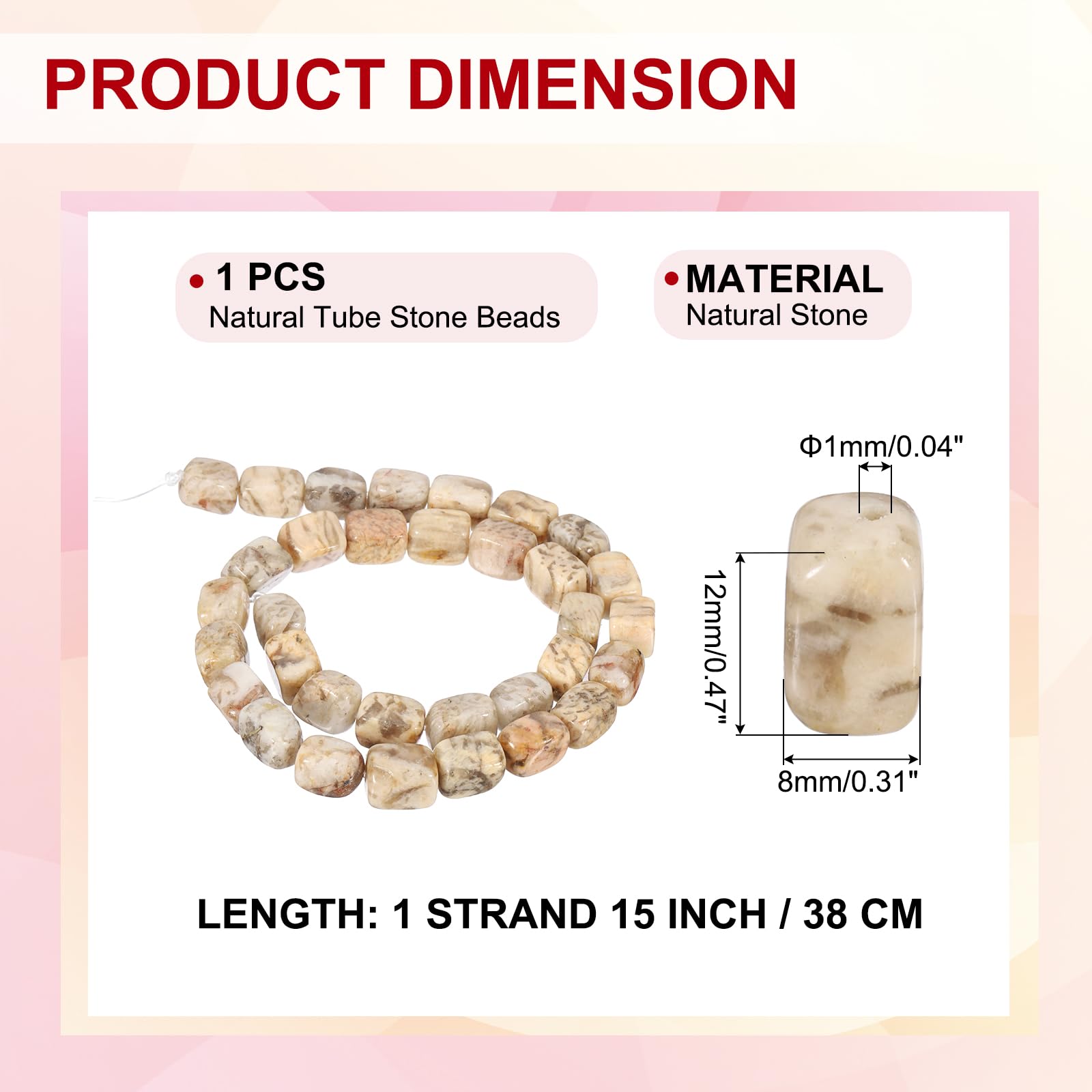PATIKIL 12x8mm Natural Stone Gemstone Beads for Jewelry Making 1 Strand 15"/38cm Cuboid Loose Spacer Beads Crystal Agate Beads for Bracelet Necklace DIY Art Craft Khaki - Image 2