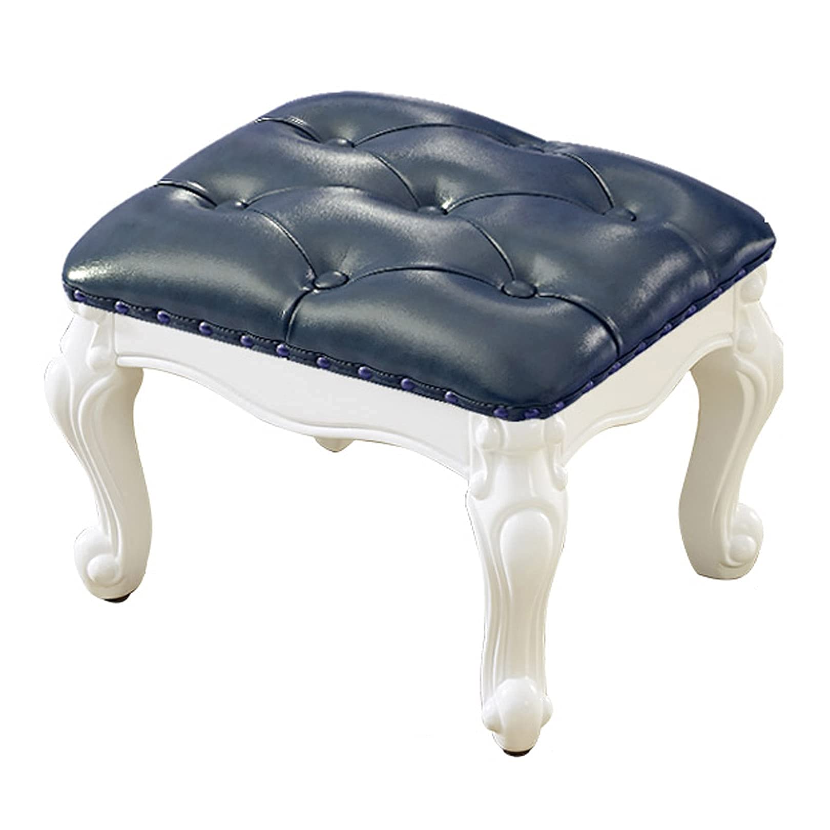 Repose-pieds bleu en bois massif de style européen 32 cm
