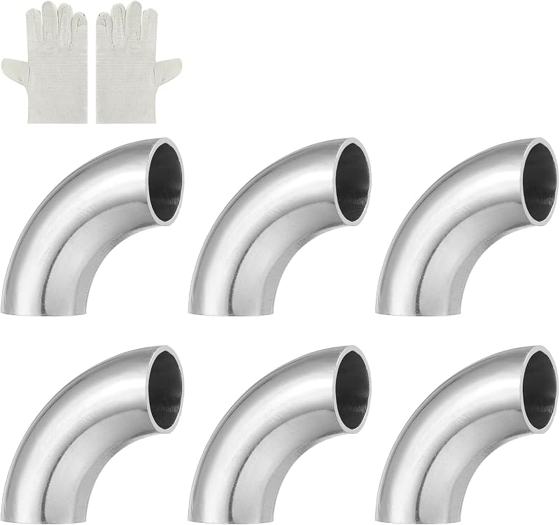 Curva de escape 90° MECCANIXITY em aço inoxidável 304, 19 mm – Kit com 4 unidades e luvas