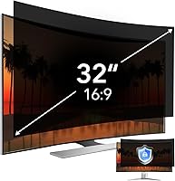 Vista 16 de Filtro de pantalla de privacidad de 32 pulgadas para monitor de computadora curvado para PC de escritorio de pantalla ancha 16:9