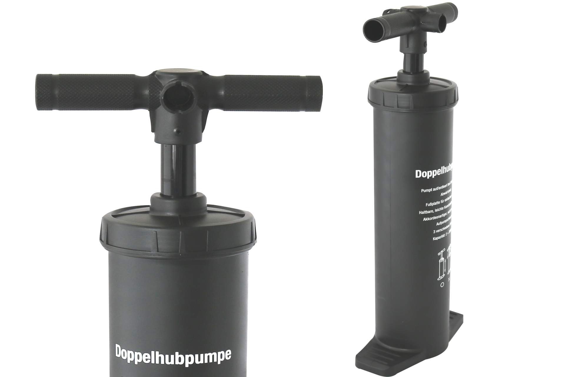 Brandsseller Luftpumpe 2 x 2 Liter Handpumpe Doppelhubpumpe manuelle Standluftpumpe Luftmatratze Schlauchboot Schwimmutensilien