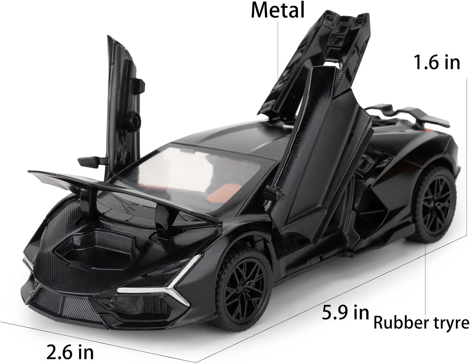 BDTCTK 1/32 Comapatible for Lamborghini ‌Aventador LP700-4 Model Car, Zinc Alloy Diecast Pull Back Toy Cars with Sounds and Lights Vehicles for Kids Boy Girl Gift (Black)