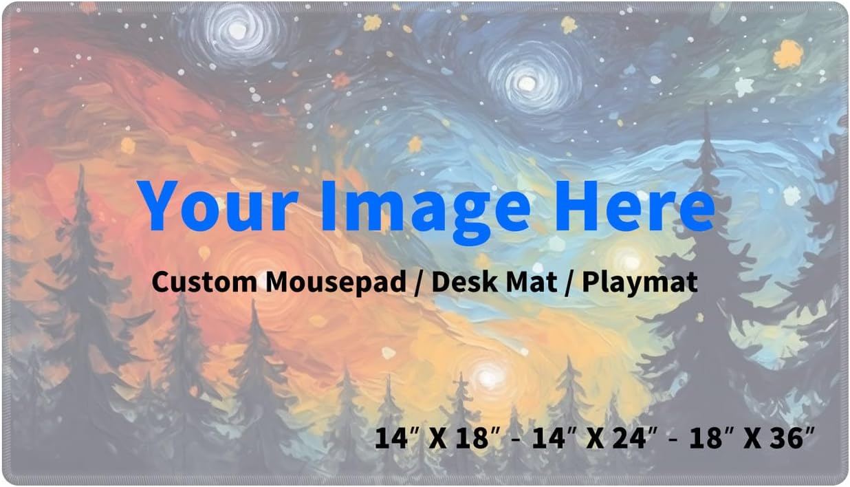 Custom Playmat, Customized Printed All Images Game Mat for MTG/TCG Card Game Play Mats Commander Deck Stitched&Non-Slip Rubber Base Mousepad, 3 Sizes XXL XL Large Desk Mat Personalized Gift, 14" x 24"