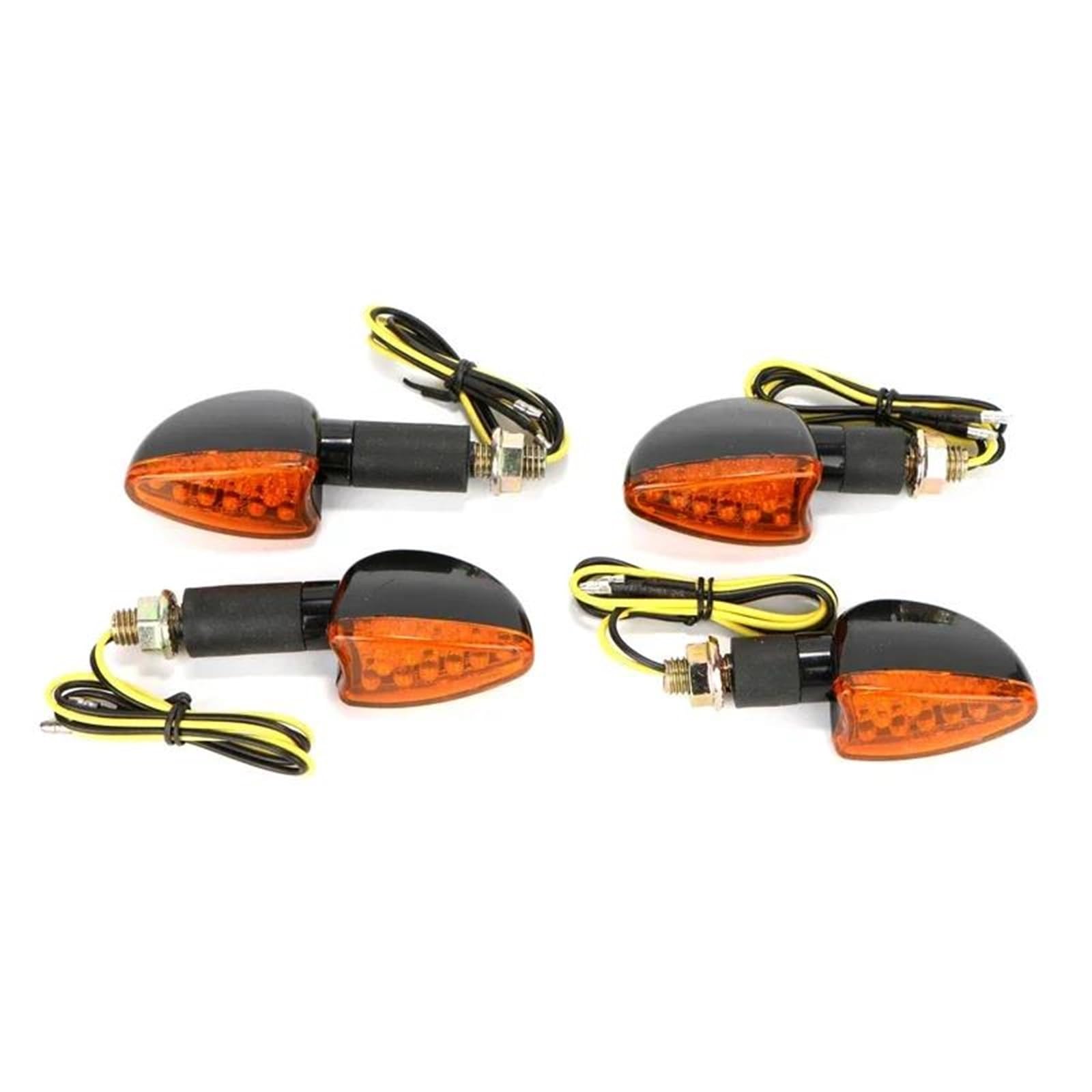 pour GROM MSX125 MT-09 Lot De 4 Clignotants Universels pour Moto 12 LED Flexibles(4pcs Black+Yellow Shells)