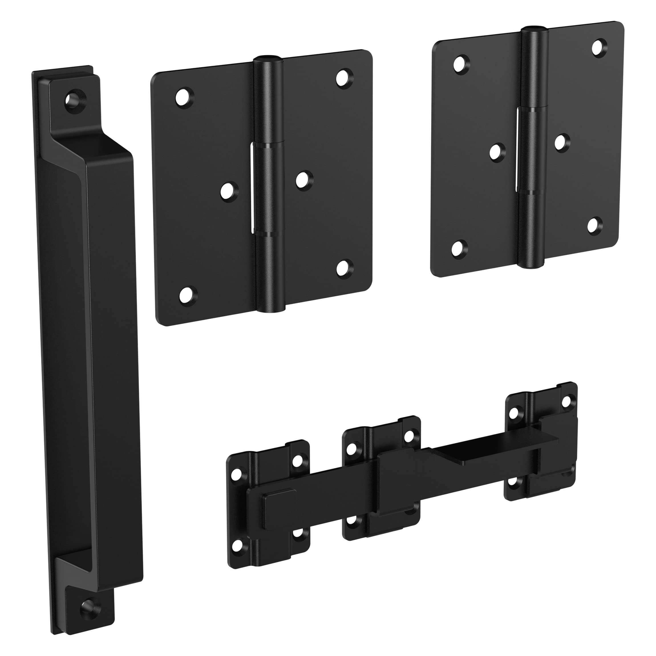 Kit portail moderne noir N166-026 avec quincaillerie robuste et anti-corrosion