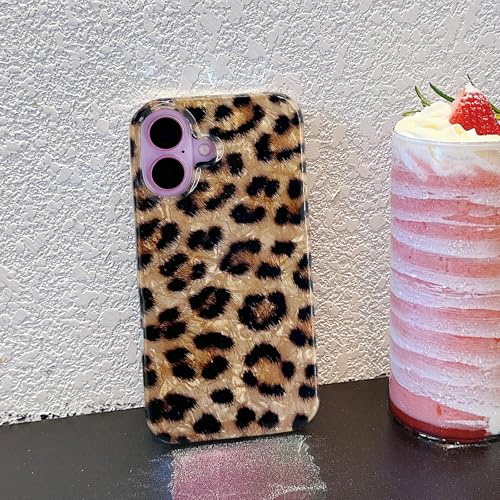 J.west Compatible with iPhone 16 Case 6.1", Classic Soft Sparkly Leopard Print Pearly Thinfoil Animal Design Women Girl Protective Cover Phone Case for 16 Brown Cheetah by J.west - Image 4